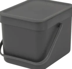 Affaldsspand m/låg sort.kon. 6 ltr