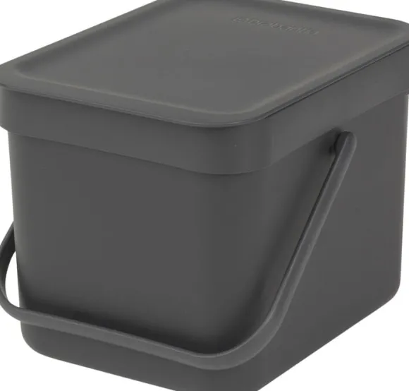 Affaldsspand m/låg sort.kon. 6 ltr