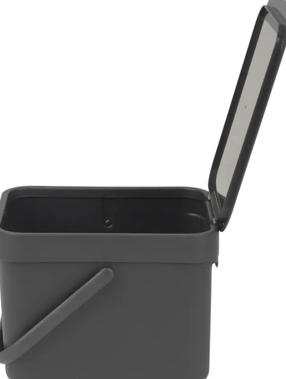 Affaldsspand m/låg sort.kon. 6 ltr