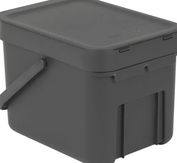 Affaldsspand m/låg sort.kon. 6 ltr