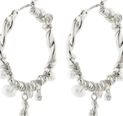 ANA pearl & crystal hoops silver-plated