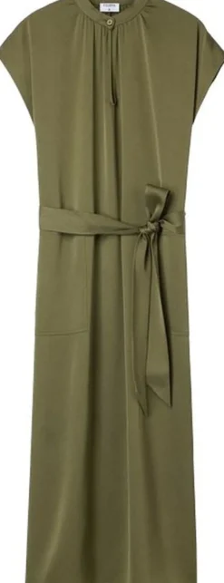 Belted Stand Collar Dress