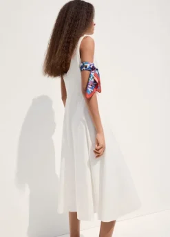Boat-neck ruched dress