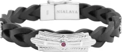 Braided Leather Bracelet with Sterling Silver Detail