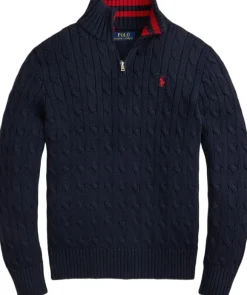 Cable-Knit Cotton Quarter-Zip Sweater