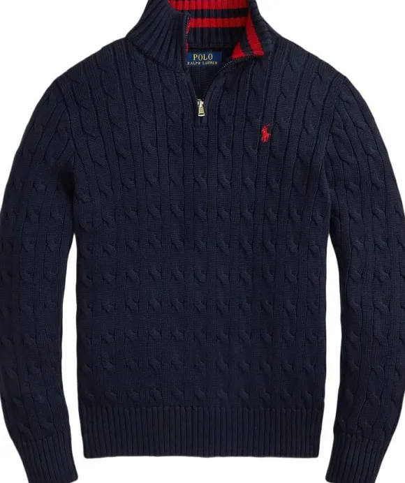 Cable-Knit Cotton Quarter-Zip Sweater