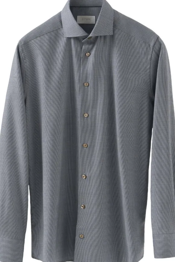 Contemporary Fit Brown Houndstoothmerino Wool Shirt