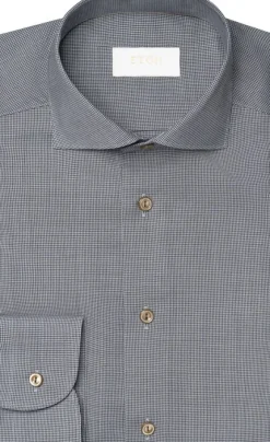 Contemporary Fit Brown Houndstoothmerino Wool Shirt