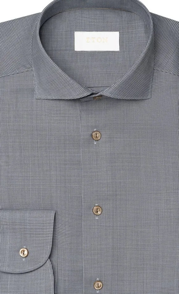 Contemporary Fit Brown Houndstoothmerino Wool Shirt