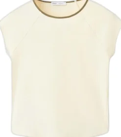Cotton T-shirt with contrast piping