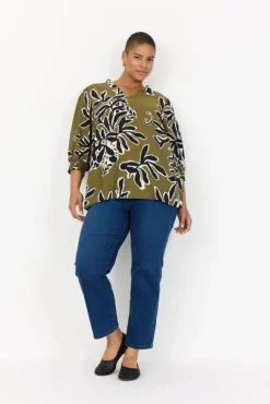 Curvy WA-LINNEA 2 Bluse Oliven
