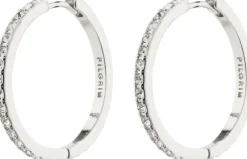 EBNA maxi crystal hoops silver-plated