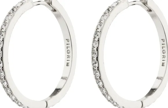 EBNA maxi crystal hoops silver-plated