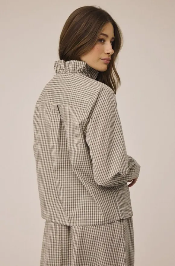Ellen 4 Check Cotton Frill Shirt - 100% Cotton GOTS