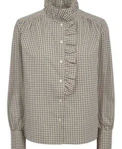 Ellen 4 Check Cotton Frill Shirt - 100% Cotton GOTS