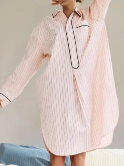 Fineline Long Nightshirt-M/L-Soft pink