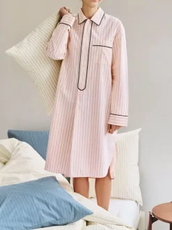 Fineline Long Nightshirt-M/L-Soft pink