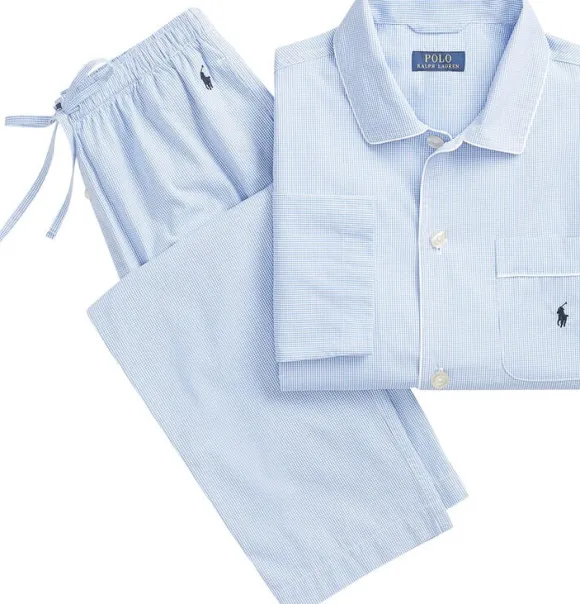 Gingham Poplin Long Sleep Set