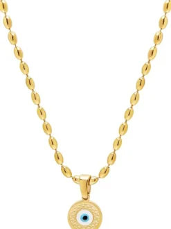 Gold Evil Eye Beaded Chain Necklace