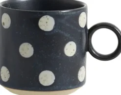 GRAINY cup w. handle, dark blue/ sand