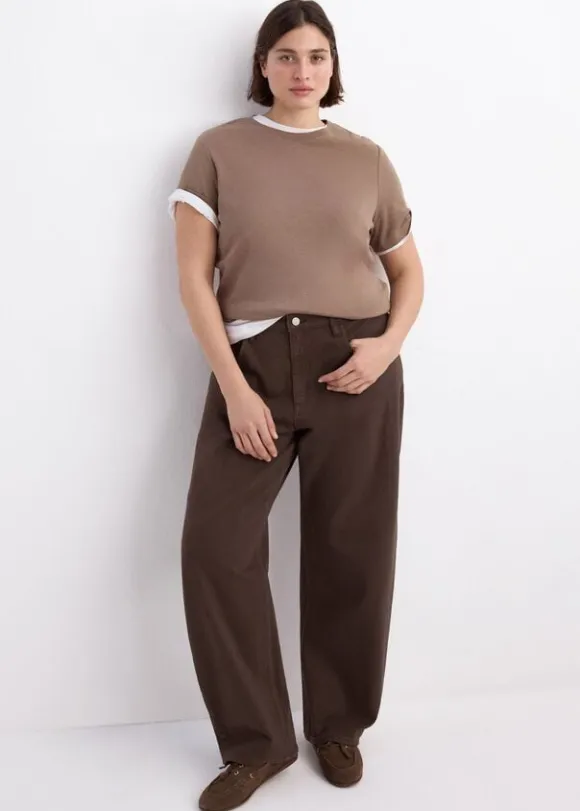 HIGH-WAISTED COTTON BARREL JEANS BET