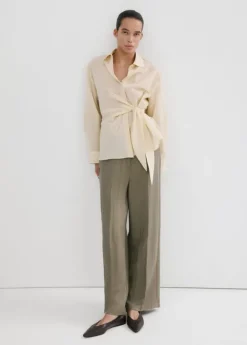 High-waisted lyocell trousers