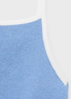 Knitted cotton blend top with contrasting trim