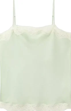 Lace detail satin top