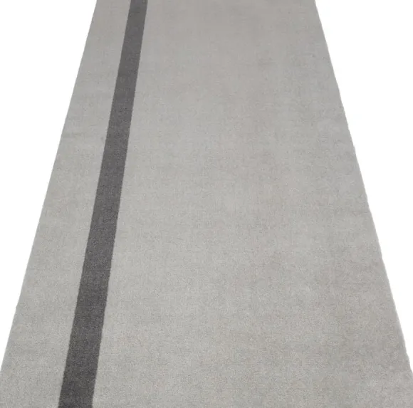Løber, 90x200 cm, stripe vertical lysegrå/steelgrey