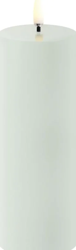 LED pillar candle, Dusty Green, Smooth, 5,8x15,2 cm