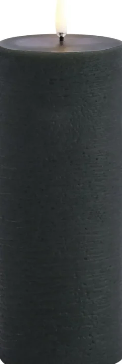 LED pillar candle, Pine green, Rustic, 7,8 x 20,3 cm (4/24)