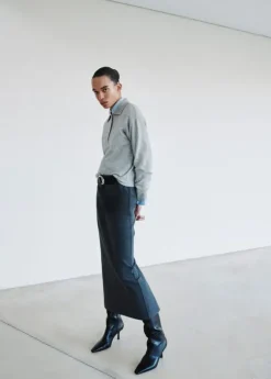 Long-sleeved polo-neck sweater