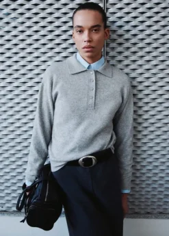 Long-sleeved polo-neck sweater
