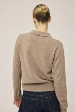 Mabel 15 Langærmede polo strikcardigan - 100% Cashmere
