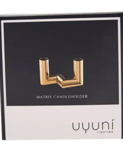 MATRIX Candle Holder - 2'arm Mini Taper - Warm Brass - 7,5 x 4,5 CM
