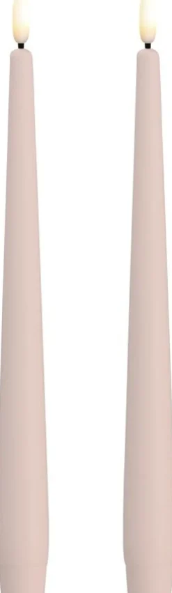 MM LED taper candle, Silk, Slim, Light rose, 2-pack, 23x250 mm