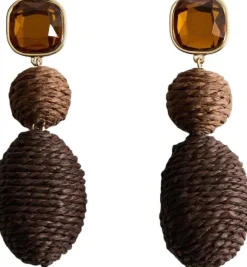 Natural fibre hanging earrings