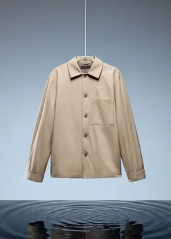 Non-iron overshirt pocket