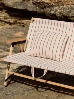 Outdoor Market Cushion - 45 x 35 - Beige with red stripe