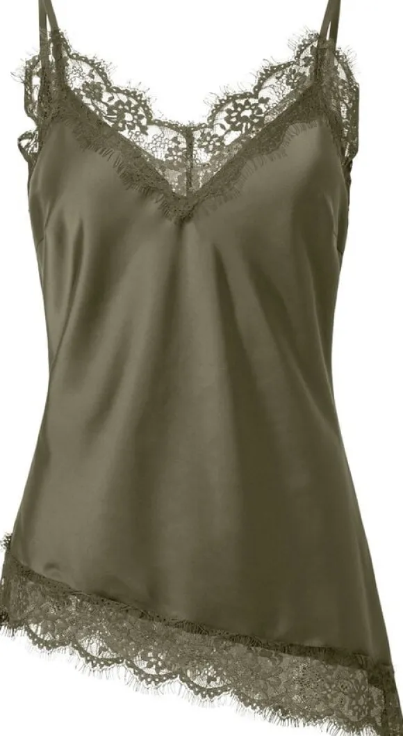 PCNOMI STRAP SATIN LACE TOP WVN