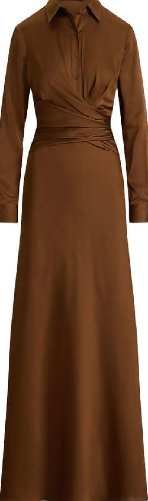 Pleated Button-Up Charmeuse Gown