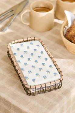 Serviet 10x20 cm blå blomster 16 stk/pk