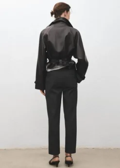 Slim cropped pinstripe trousers