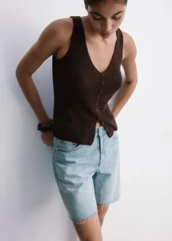 Straight low-rise denim Bermuda sho