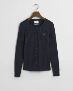 STRETCH COTTON CABLE CARDIGAN