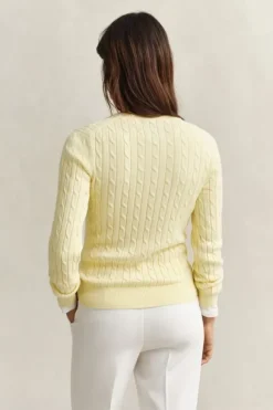 STRETCH COTTON CABLE C-NECK