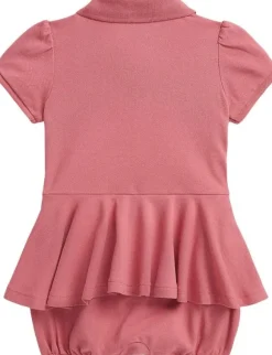 Stretch Mesh Peplum Polo Shortall