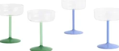 Tint Coupe Glass-Set of 2-Clear, jade light green and jade dark green