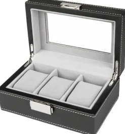 Watch Box 3 Watches Black Synthetic