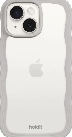 Wavy Case iPhone 16e/15/14/13 Wool Gray/Transparent